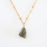 Dây Chuyền đá labradorite thô - Mạ Vàng 18K Không Phai Màu