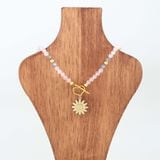 Dây Chuyền choker đá thạch anh hồng rose quartz & xà cừ Labradorite