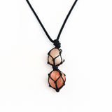 ✨ Vòng cổ 2 viên đá Peach Moonstone mang năng lượng tình yêu