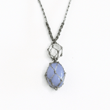 Vòng cổ macrame Thạch Anh Trắng kết hợp Blue Lace Agate