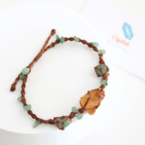 Vòng tay macrame Thạch Anh Vàng thô kết hợp Green Aventurine – Năng lượng thịnh vượng