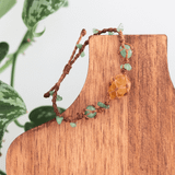 Vòng tay macrame Thạch Anh Vàng thô kết hợp Green Aventurine – Năng lượng thịnh vượng