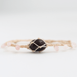 Vòng tay macrame đá Garnet kết hợp Thạch Anh Hồng – Biểu tượng của tình yêu và đam mê