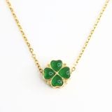 Dây Chuyền Cỏ 4 lá ngọc bích - Mạ Vàng 18K Không Phai Màu