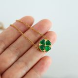 Dây Chuyền Cỏ 4 lá ngọc bích - Mạ Vàng 18K Không Phai Màu