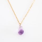 Dây Chuyền đá thạch anh tím thô Amethyst - Mạ Vàng 18K Không Phai Màu