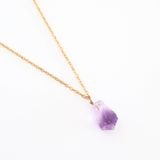 Dây Chuyền đá thạch anh tím thô Amethyst - Mạ Vàng 18K Không Phai Màu