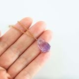 Dây Chuyền đá thạch anh tím thô Amethyst - Mạ Vàng 18K Không Phai Màu
