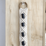 Dây treo Macrame Black Tourmaline 7 viên – Lá chắn năng lượng và Bảo bình an