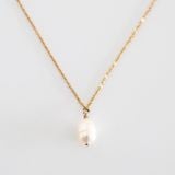 Dây Chuyền mặt hạt ngọc trai tự nhiên - Mạ Vàng 18K Không Phai Màu