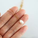 Dây Chuyền mặt hạt ngọc trai tự nhiên - Mạ Vàng 18K Không Phai Màu