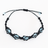 Vòng tay macrame 5 viên đá Aquamarine - mang năng lượng sáng tạo, bình yên