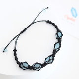 Vòng tay macrame 5 viên đá Aquamarine - mang năng lượng sáng tạo, bình yên