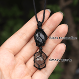 Vòng cổ kết hợp đá Black Tourmaline và Thạch Anh Khói tự nhiên