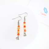 bông tai đá carnelian kết hợp thạch anh tóc vàng