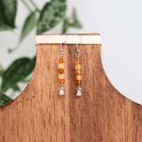 bông tai đá carnelian kết hợp thạch anh tóc vàng