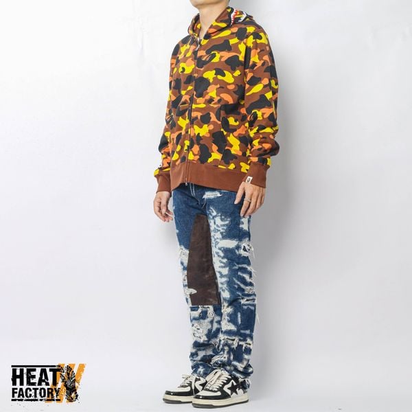 Bape Hoodie 1st Camo Shark Full Zip (Orange) 