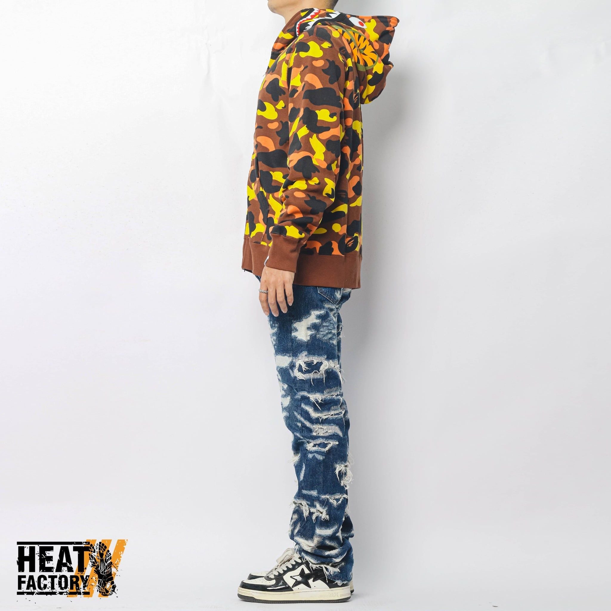  Bape Hoodie 1st Camo Shark Full Zip (Orange) 