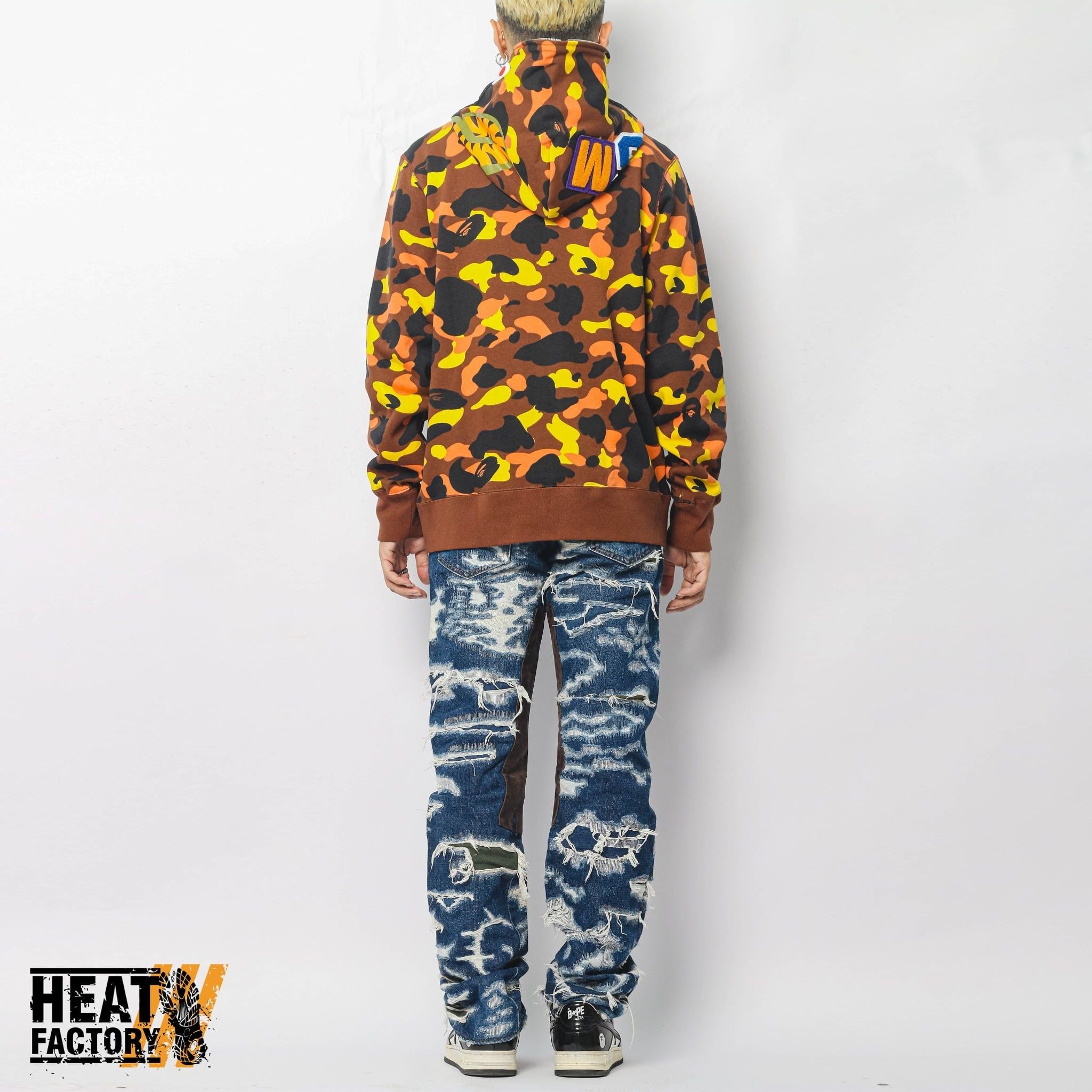  Bape Hoodie 1st Camo Shark Full Zip (Orange) 