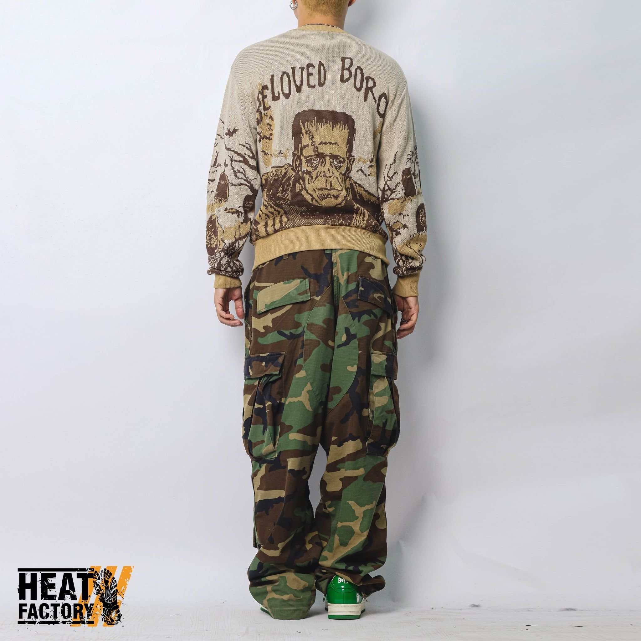  Kapital Knit Sweater 8G Jacquard Vintage Crew (Brown) 