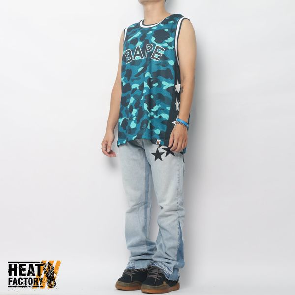  Bape Tank Top Color Camo Mesh Logo Relaxed Fit (Emerald) 