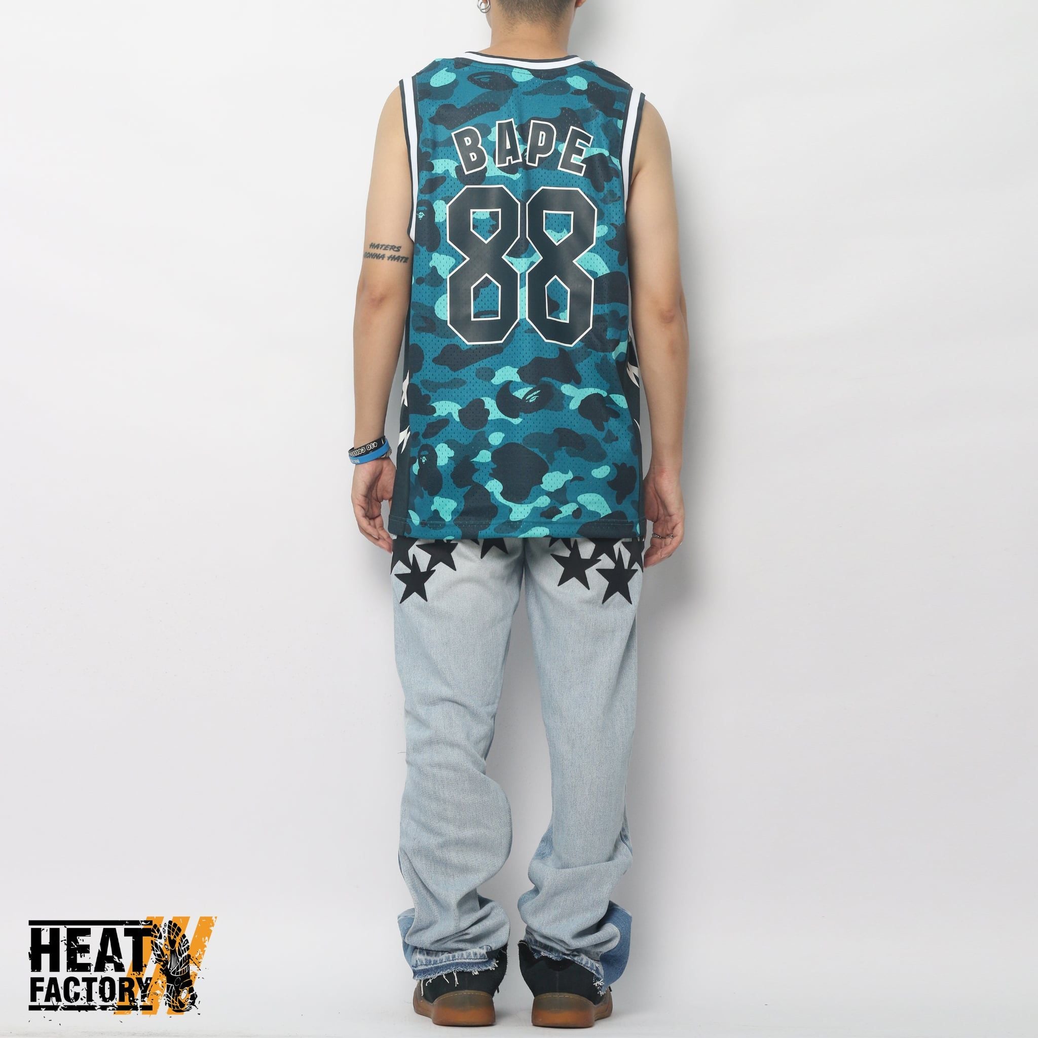  Bape Tank Top Color Camo Mesh Logo Relaxed Fit (Emerald) 