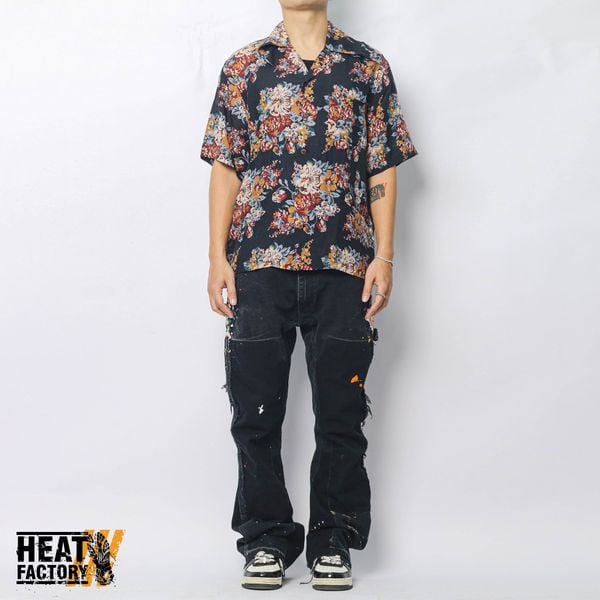  Kapital S Silk Rayon Champetre Maria Wrangle Collar Aloha Shirt (Black) 