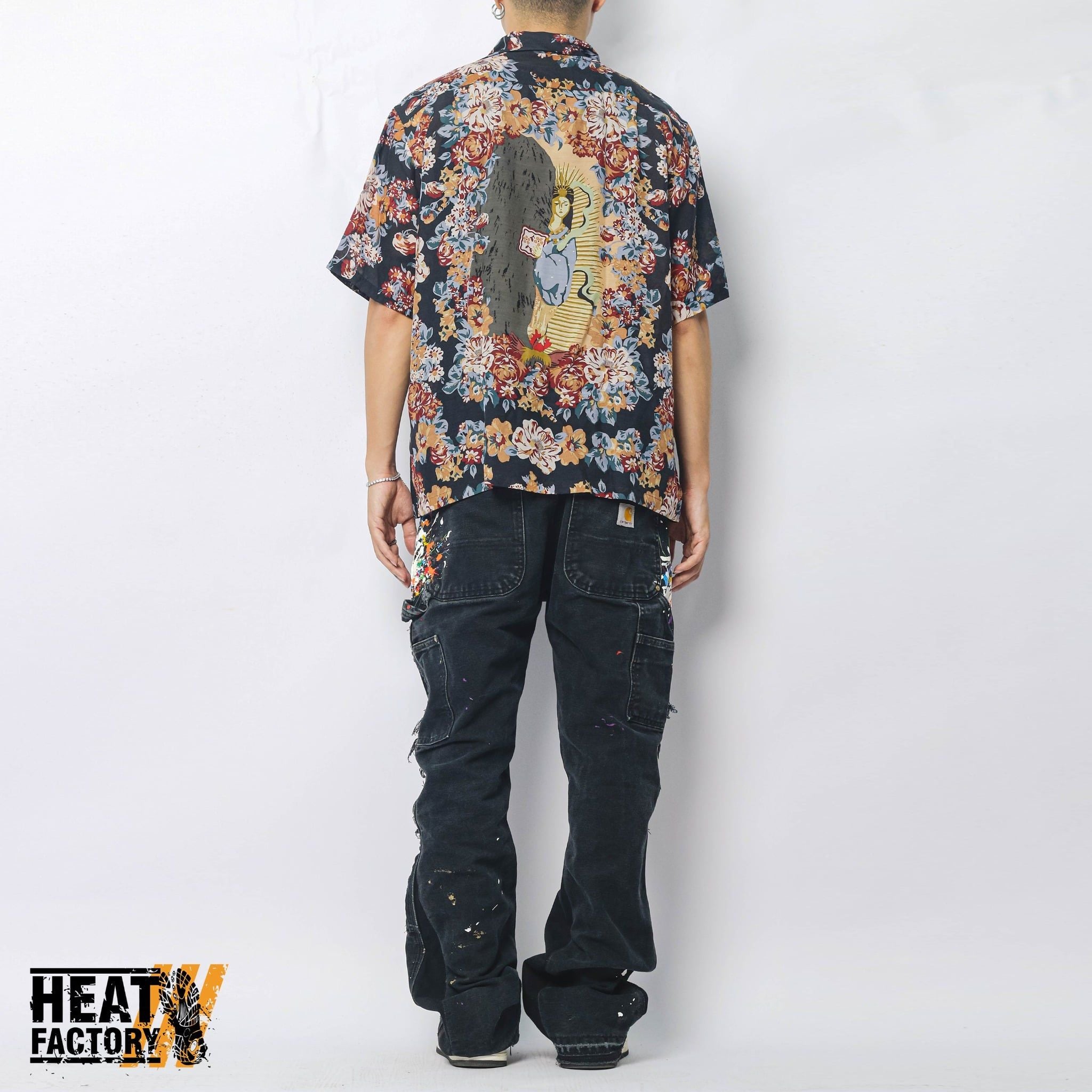  Kapital S Silk Rayon Champetre Maria Wrangle Collar Aloha Shirt (Black) 