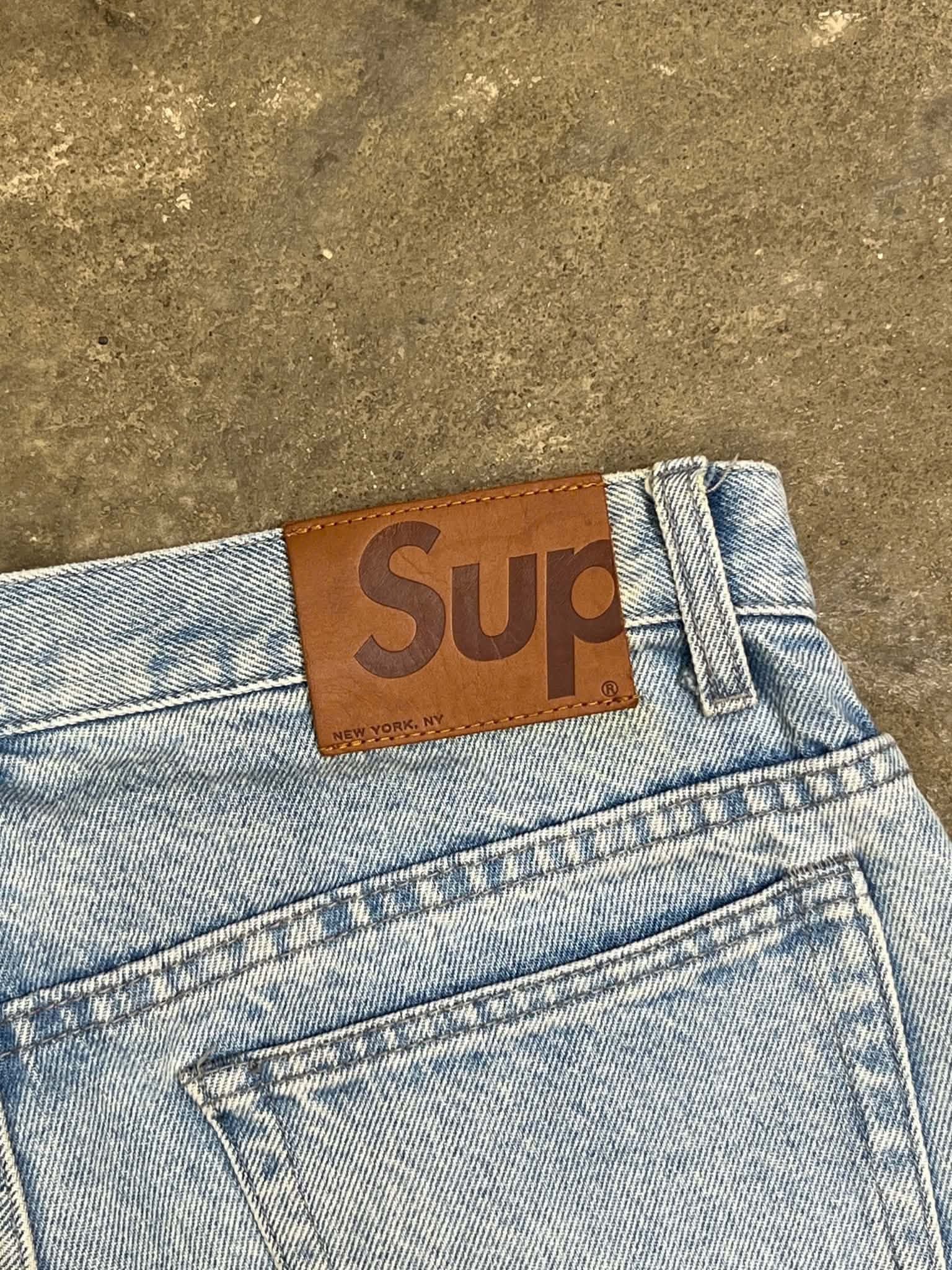  Supreme Jeans Inset Logo Washed (Blue) (Used) 