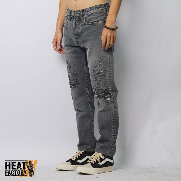  Kapital Monkey Cisco Distressed Denim Jeans (Grey) 