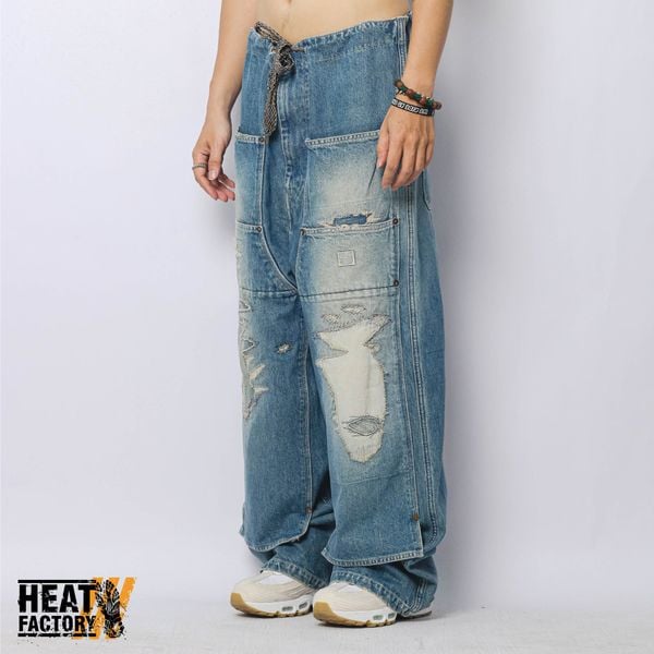  Kapital Baggy Pants 14OZ Denim W-Knee (Blue) 