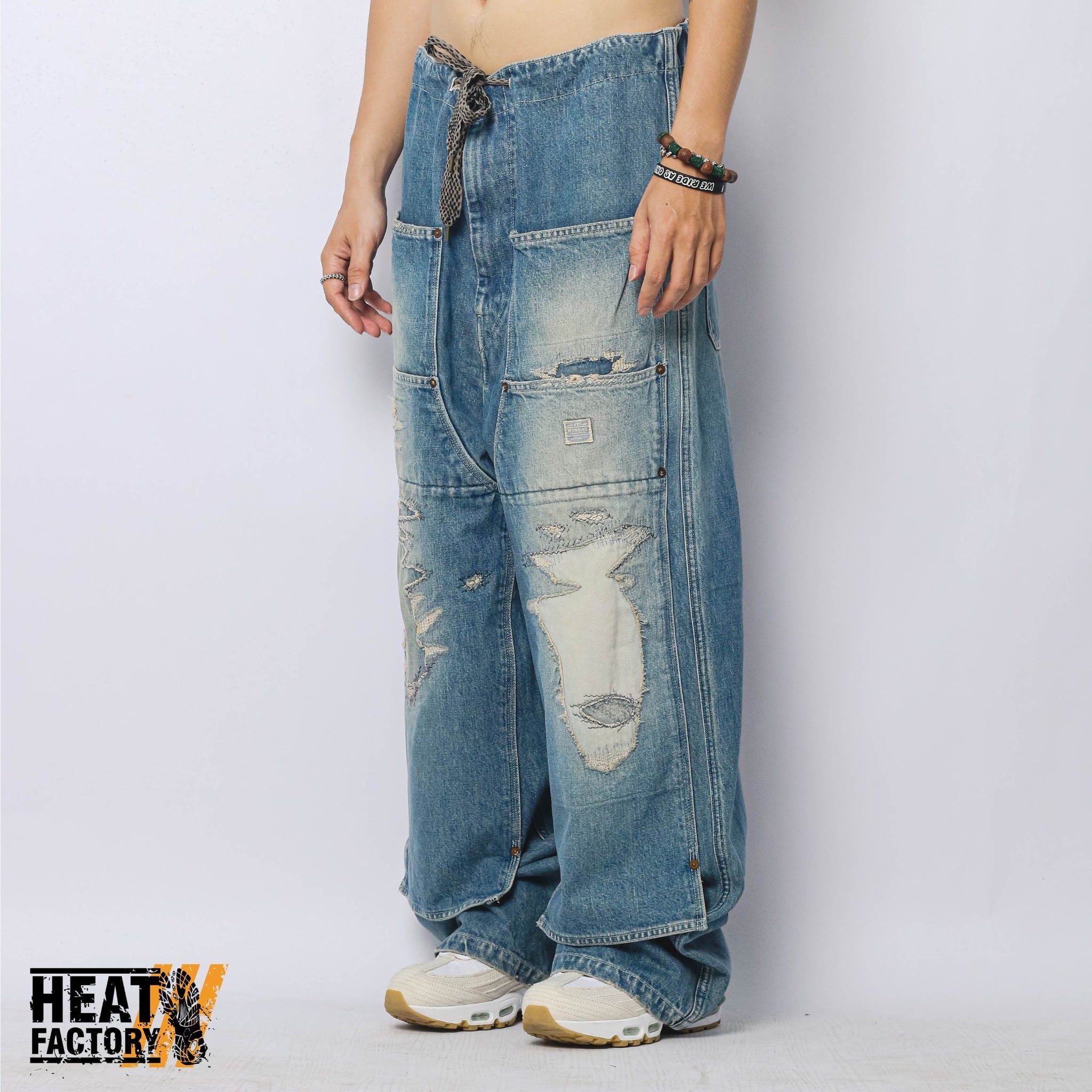  Kapital Baggy Pants 14OZ Denim W-Knee (Blue) 