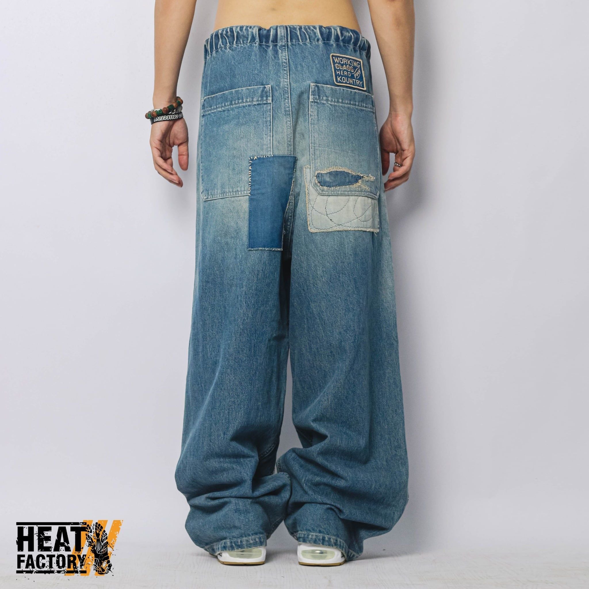  Kapital Baggy Pants 14OZ Denim W-Knee (Blue) 
