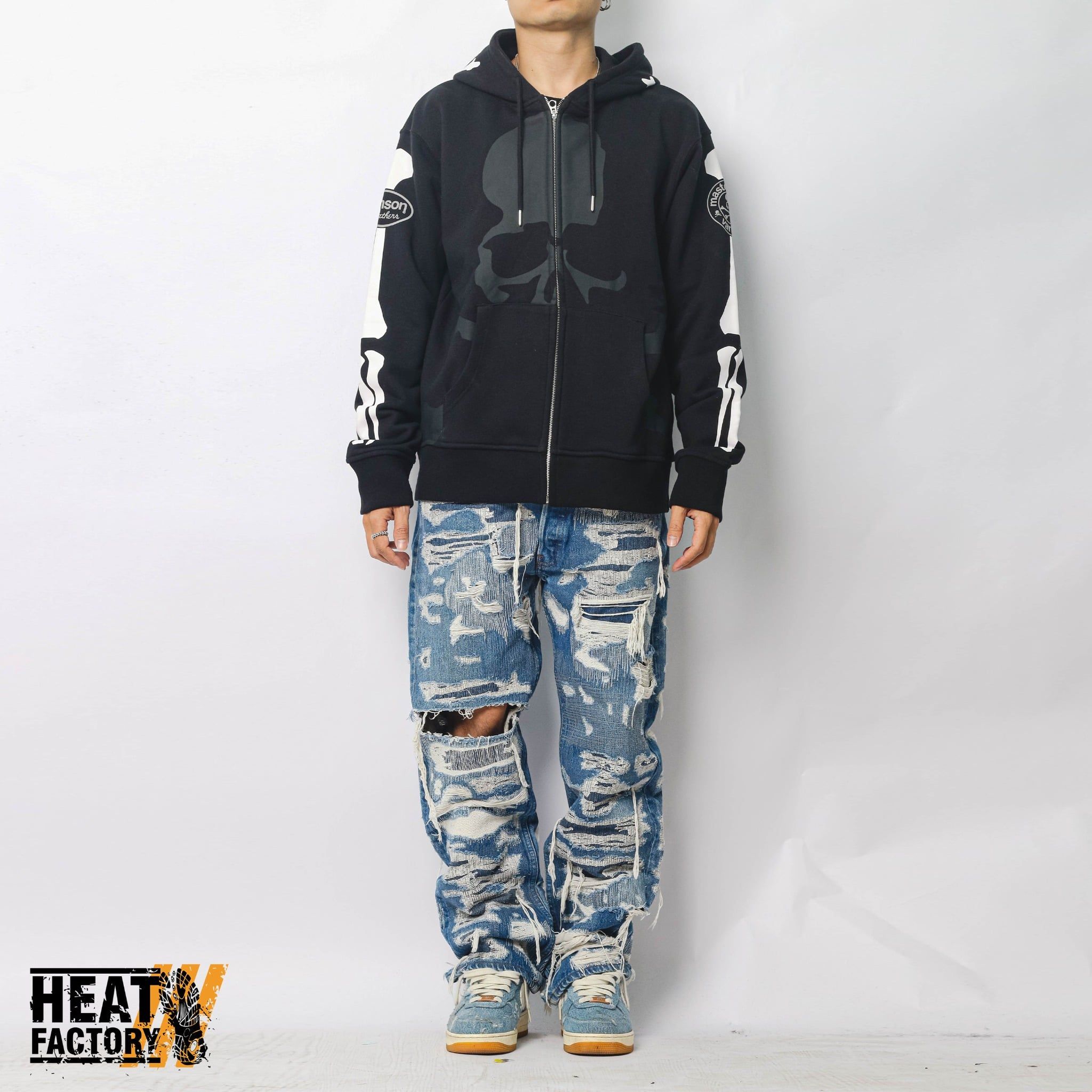  Mastermind World x Vanson Leather Bone Hoodie Zip (Black) 