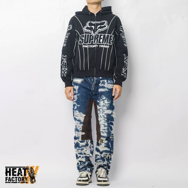  Supreme Hoodie Zip Fox Racing (Black) 