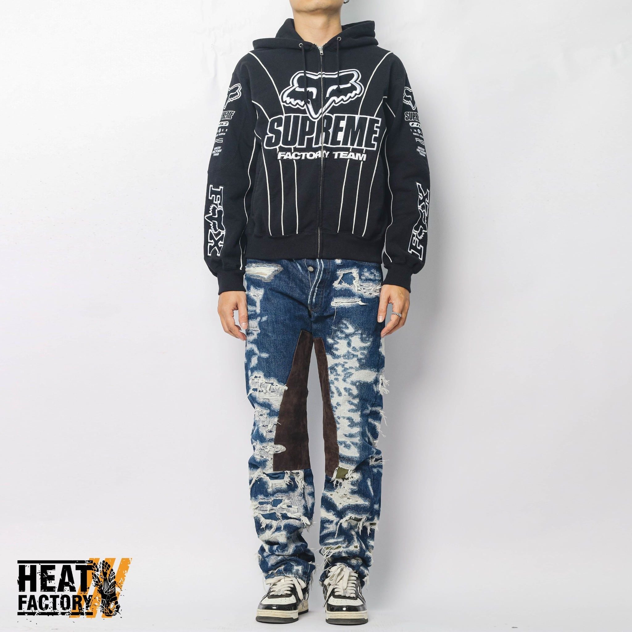  Supreme Hoodie Zip Fox Racing (Black) 