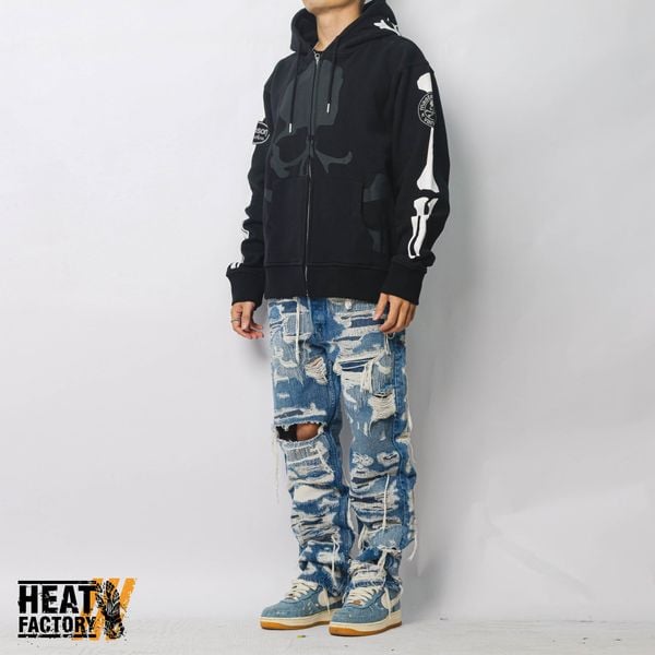  Mastermind World x Vanson Leather Bone Hoodie Zip (Black) 