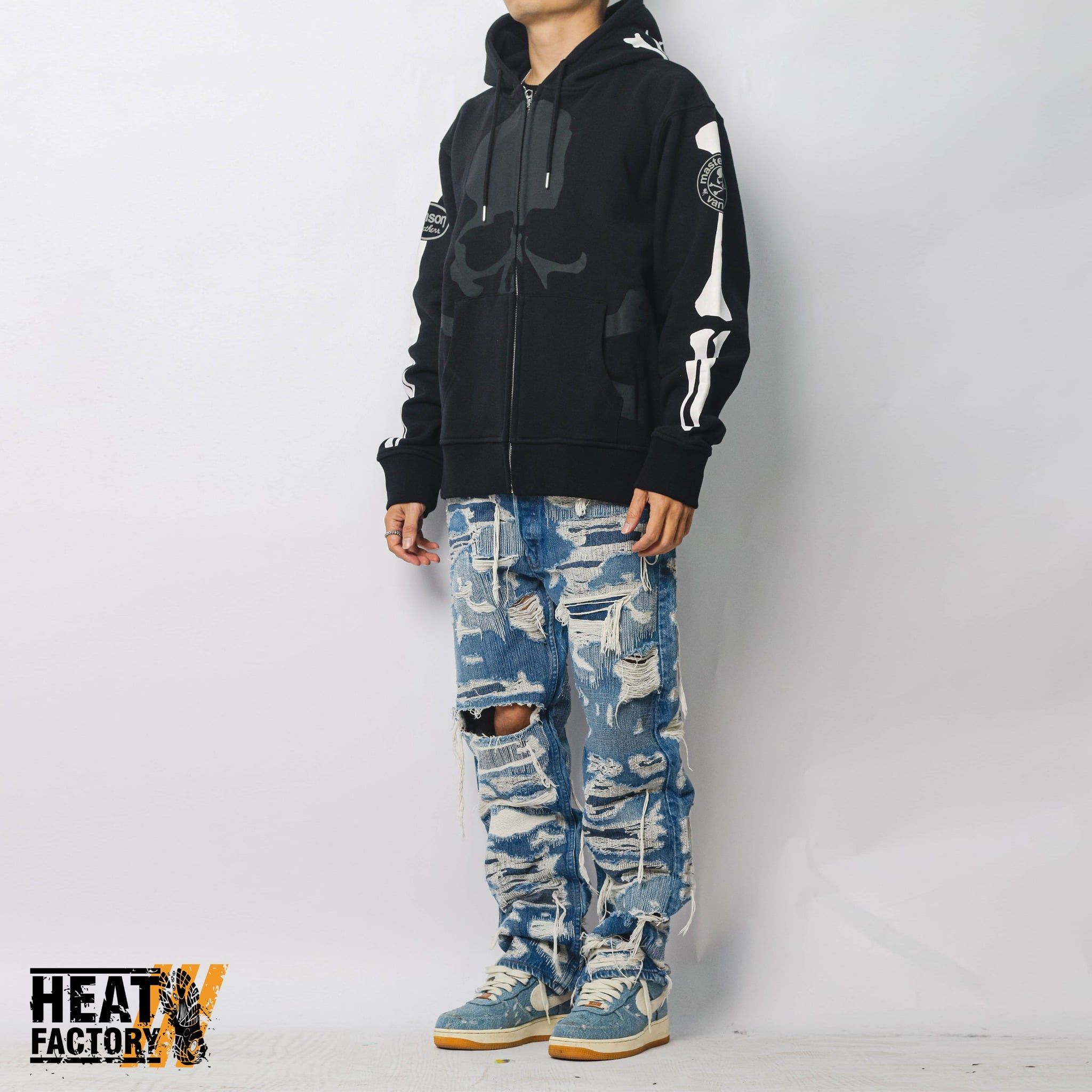  Mastermind World x Vanson Leather Bone Hoodie Zip (Black) 