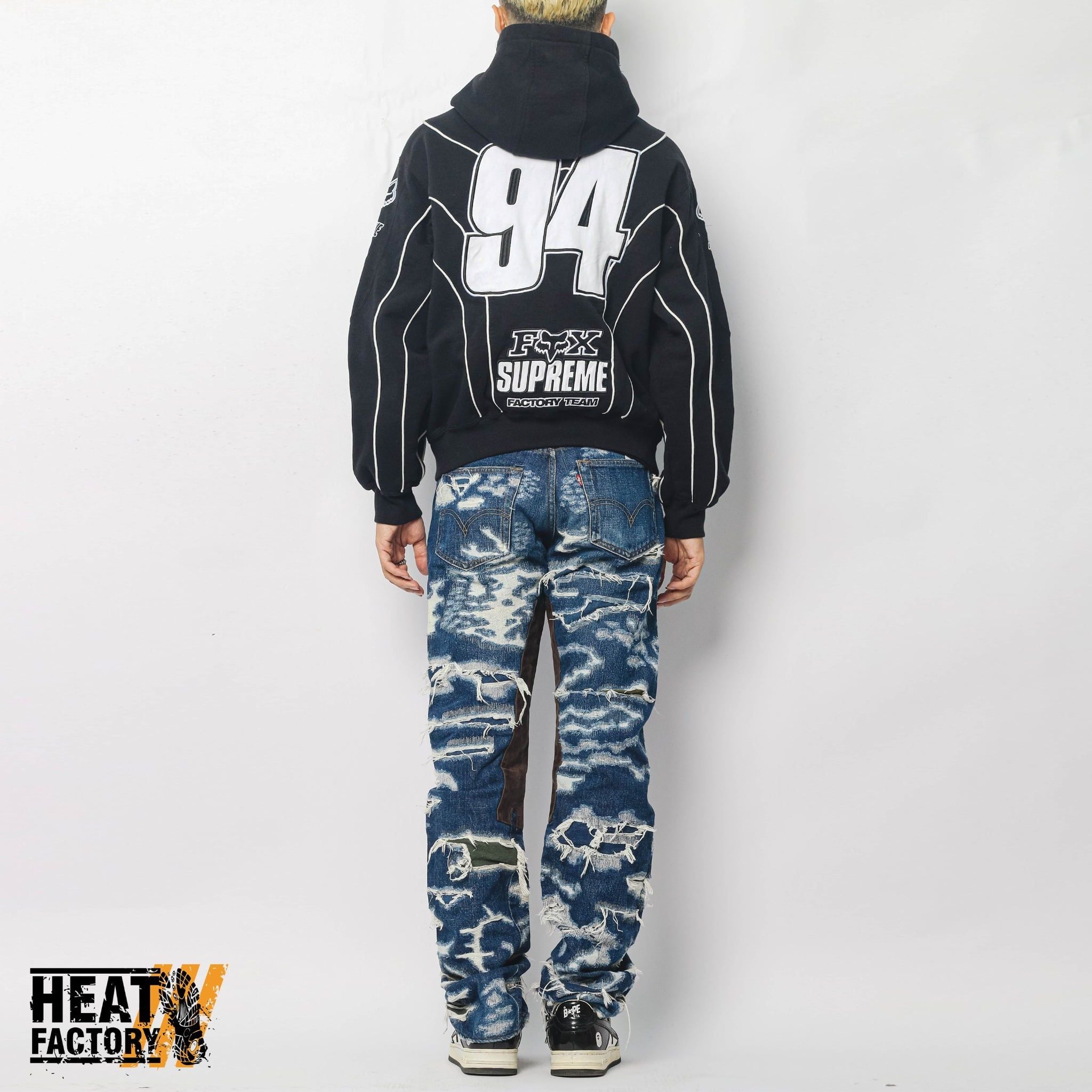  Supreme Hoodie Zip Fox Racing (Black) 