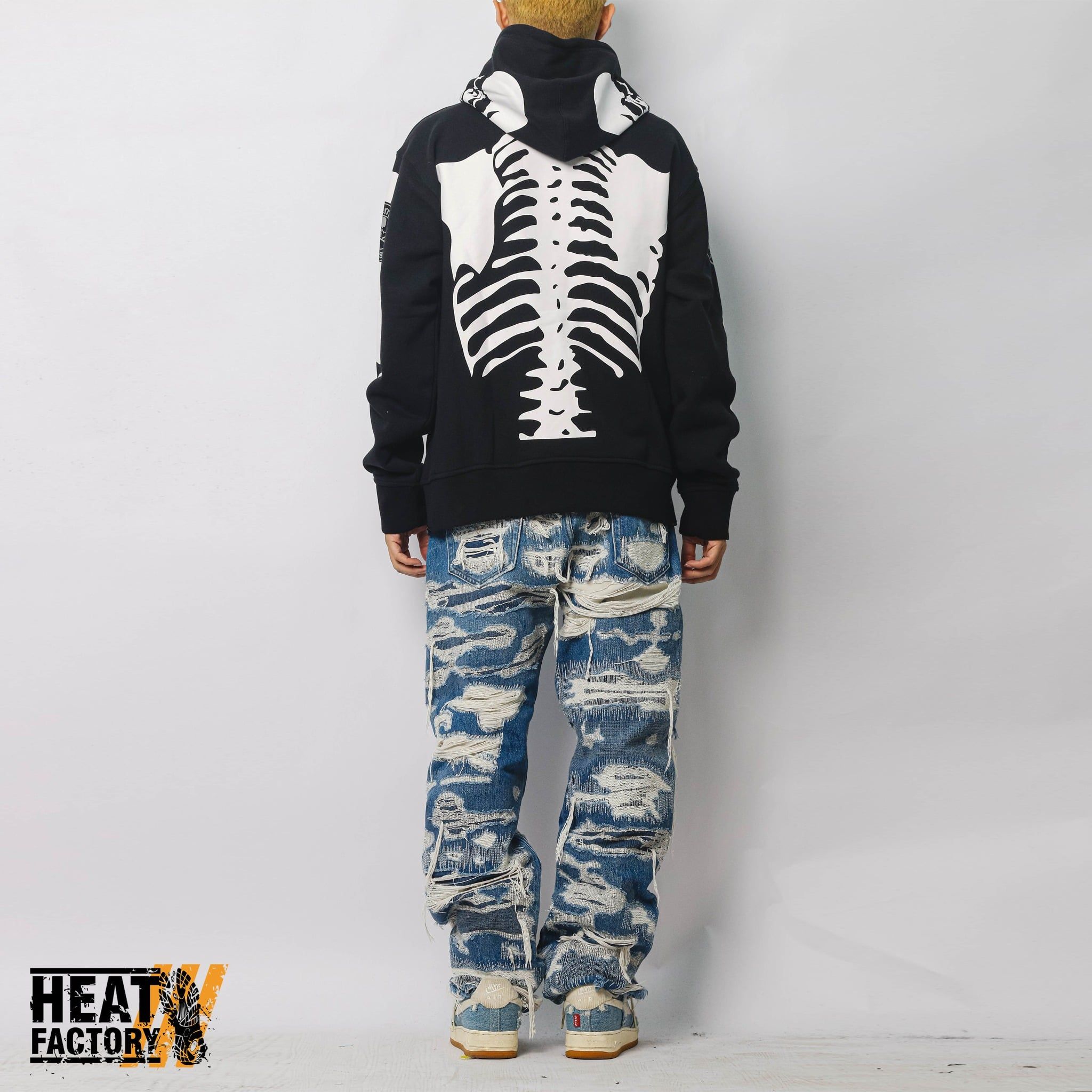  Mastermind World x Vanson Leather Bone Hoodie Zip (Black) 