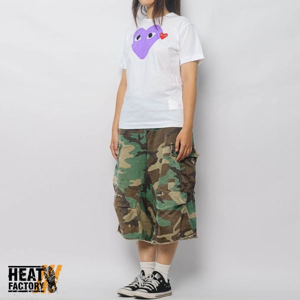 CDG Tee Play Double Heart Purple (White) 