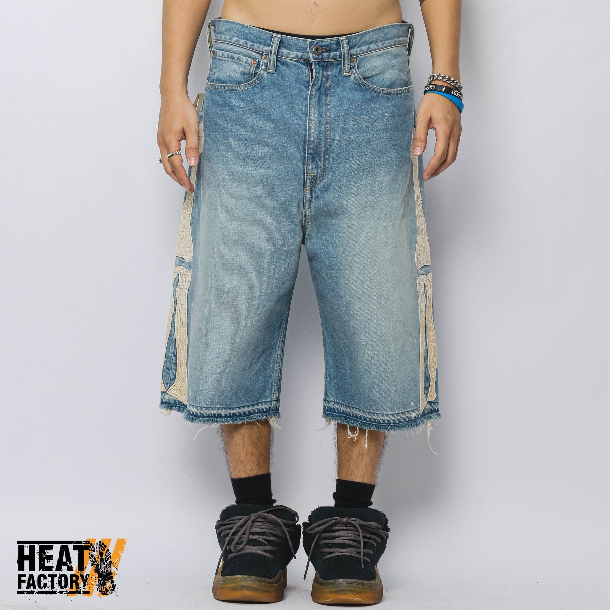  Kapital Skeleton Denim Shorts (Blue) 