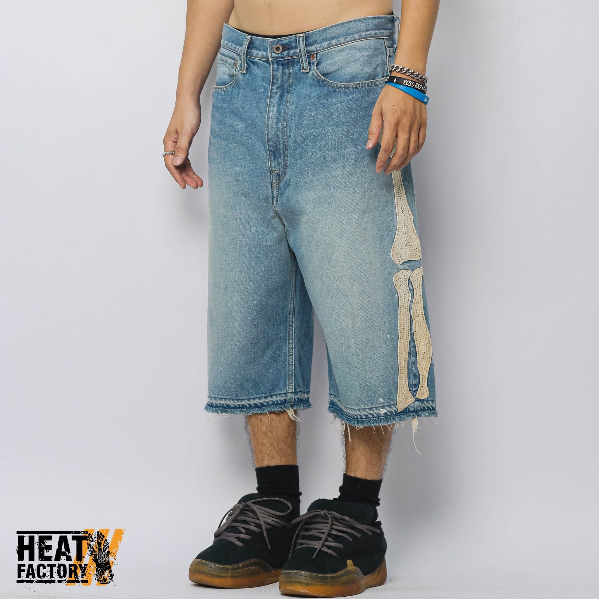  Kapital Skeleton Denim Shorts (Blue) 