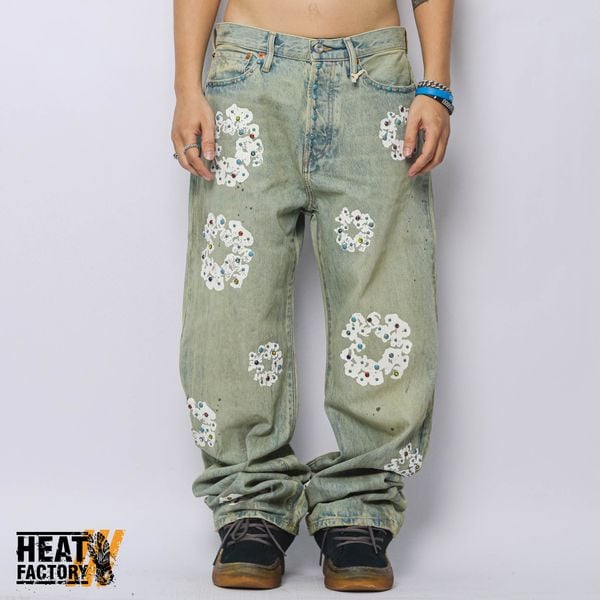  Denim Tears Baggy Dirty Wash Studded CW Denim Part (Blue) 