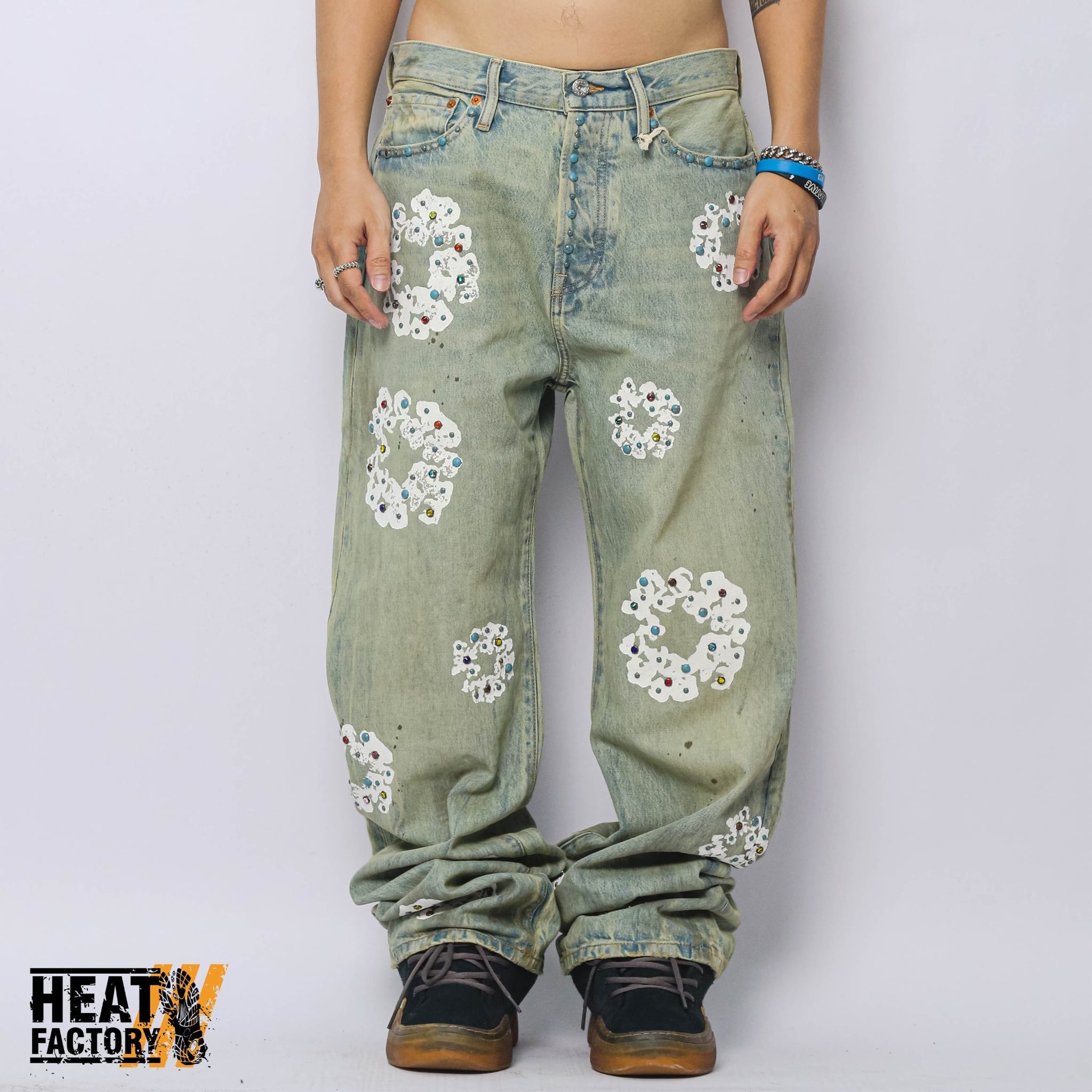  Denim Tears Baggy Dirty Wash Studded CW Denim Part (Blue) 