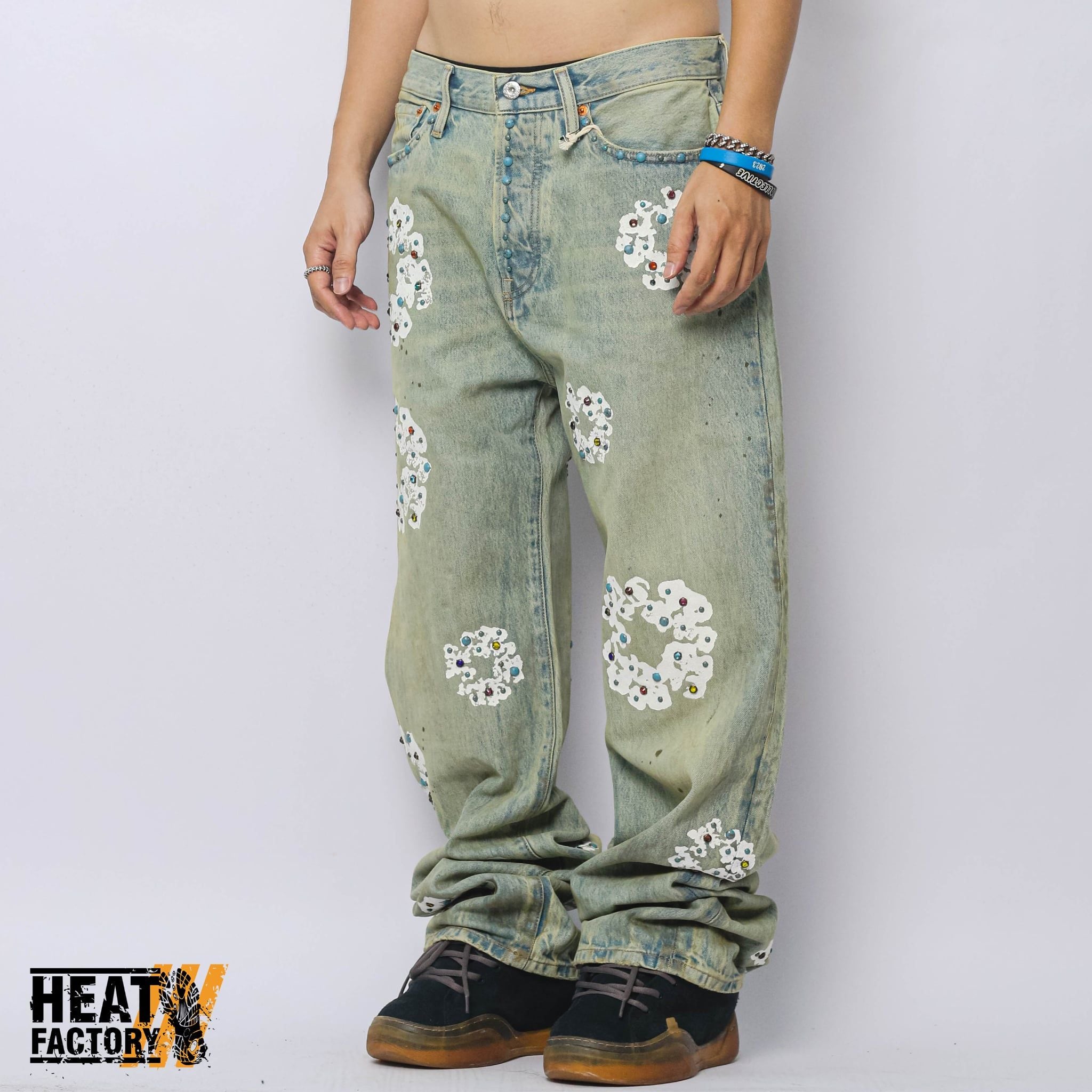  Denim Tears Baggy Dirty Wash Studded CW Denim Part (Blue) 