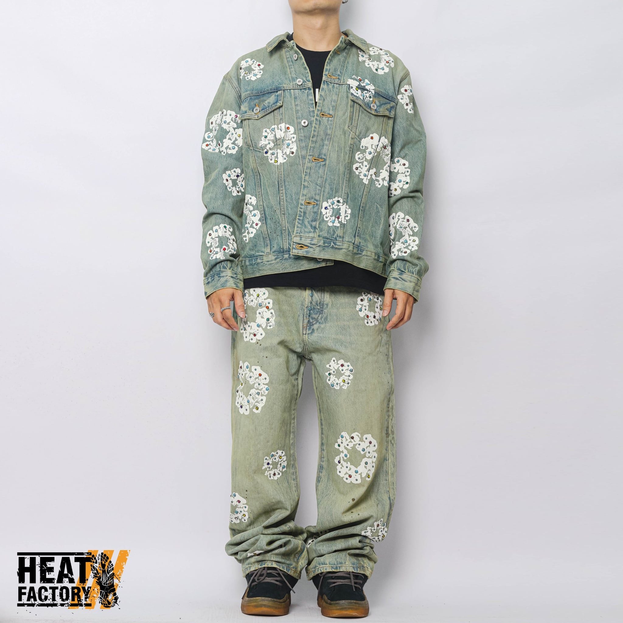  Denim Tears Dirty Wash Studded CW Denim Jacket (Blue) 