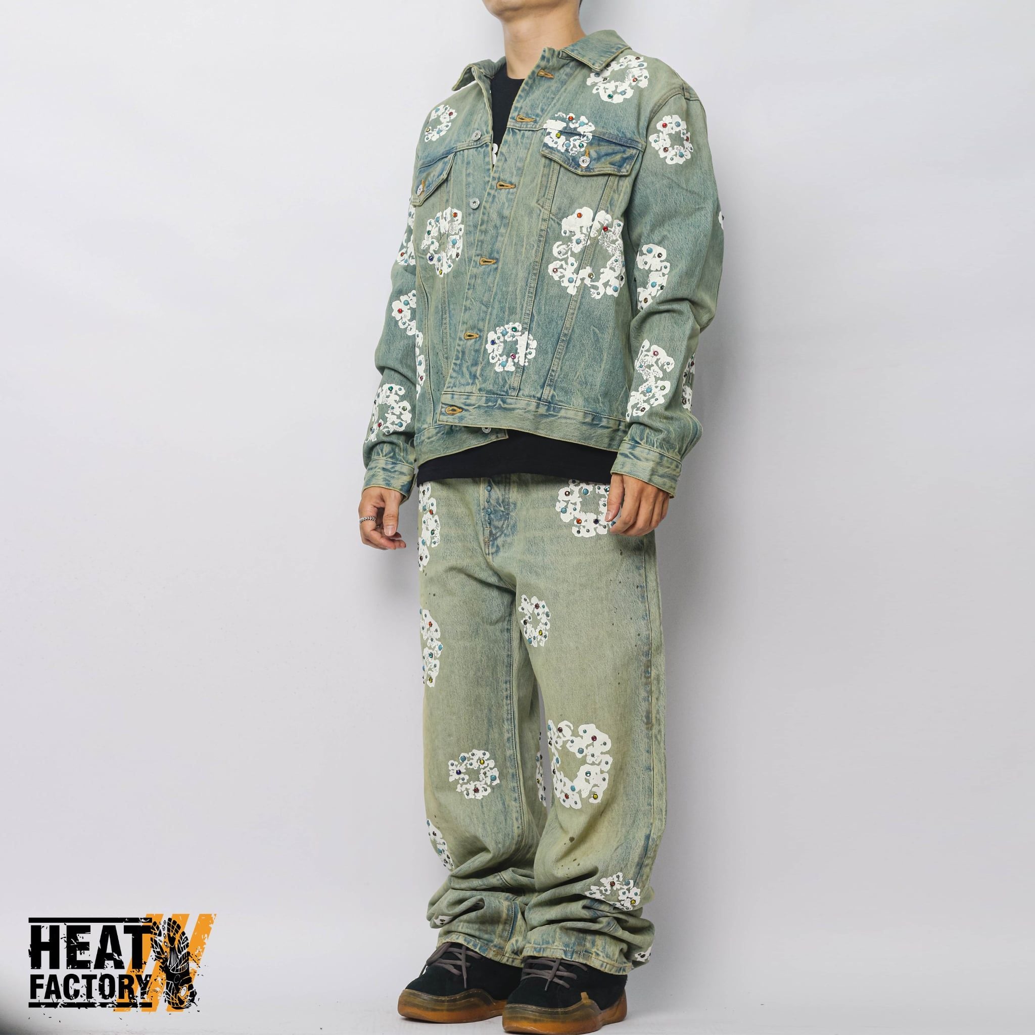  Denim Tears Dirty Wash Studded CW Denim Jacket (Blue) 