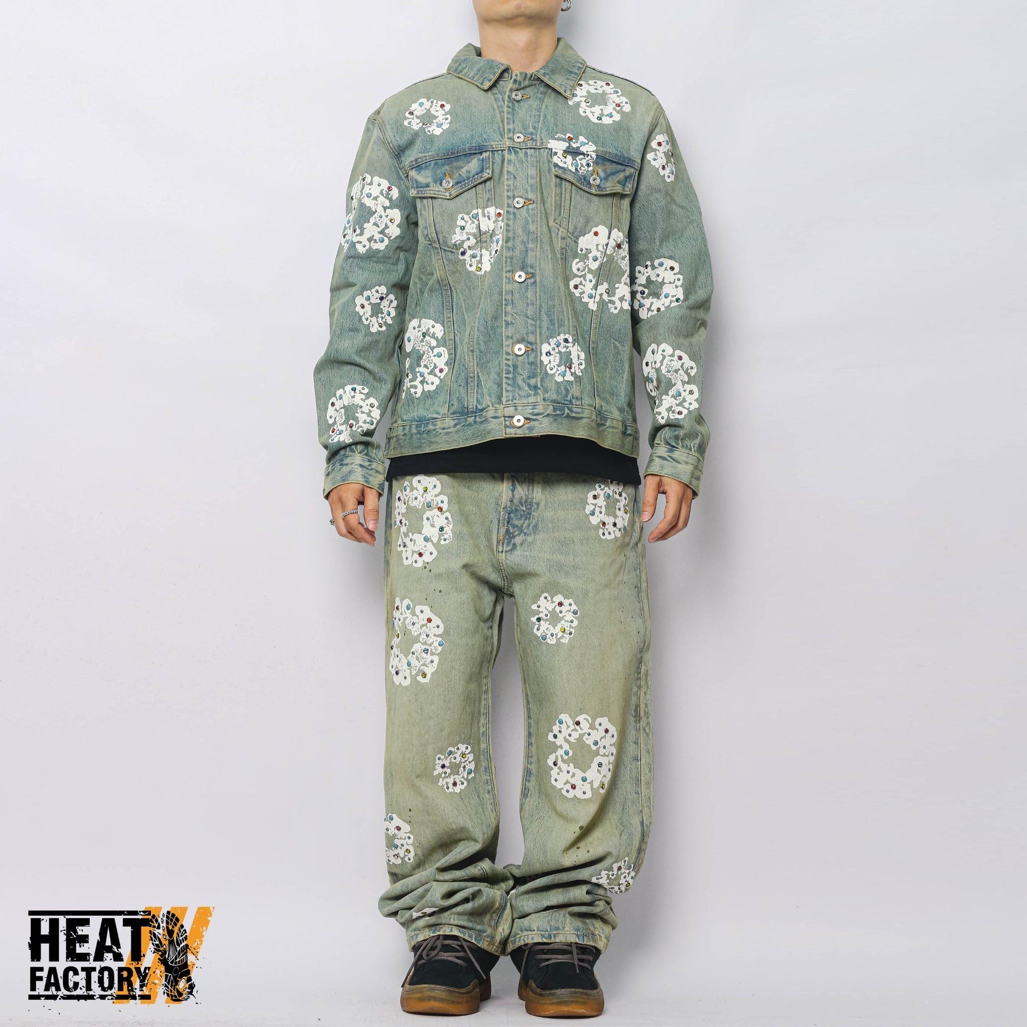  Denim Tears Dirty Wash Studded CW Denim Jacket (Blue) 