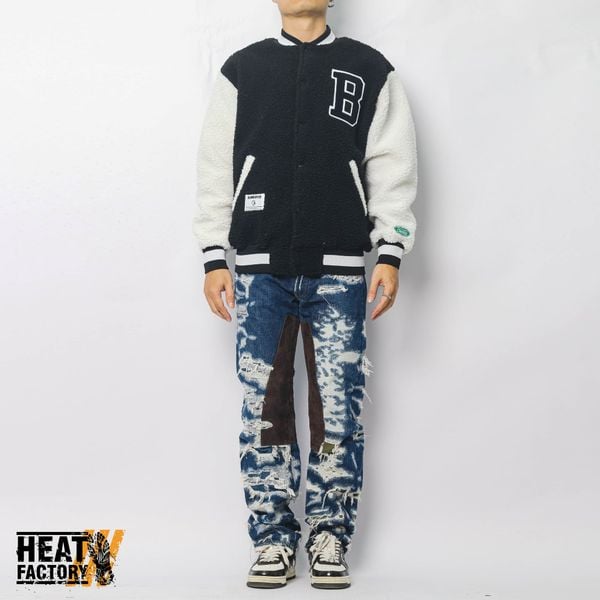  Billionaire Boys Club x Manastash Boa Varsity Jacket With Badges Arch Logo (Black/White) 